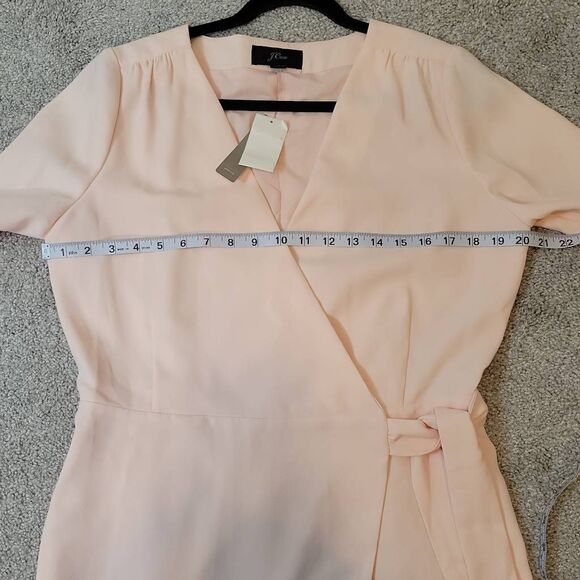 J. Crew Wrap Dress Crepe Cream Pink Tie Waist Long Sleeves Size 10T - Picture 12 of 13